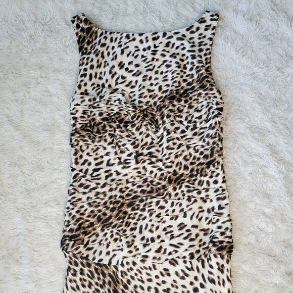 Tadashi Alanna's Cheetah Print Silk Lace Cocktail Dress NWT Size 8 - Picture 3 of 8